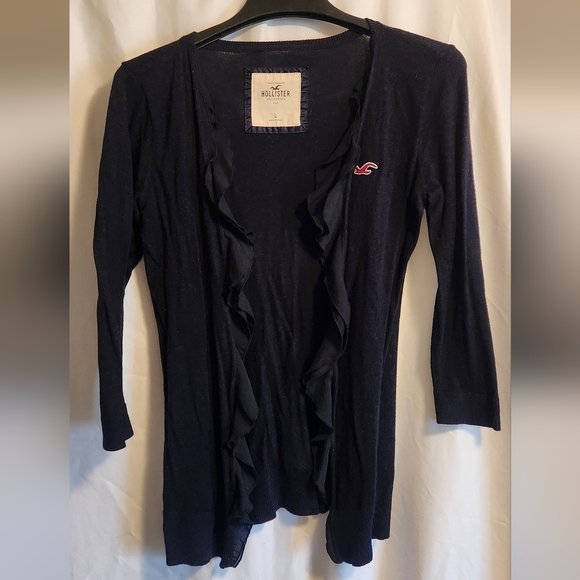 Hollister navy sheer ruffles cardigan - Picture 1 of 3